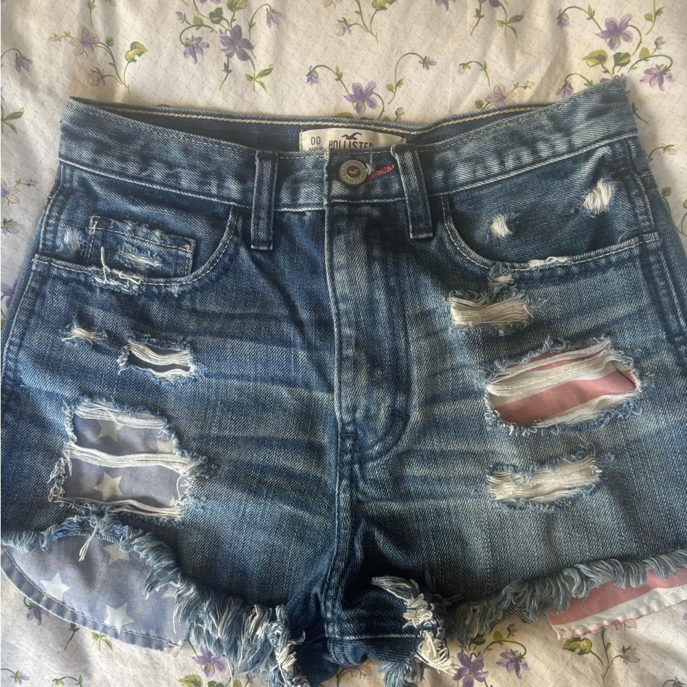 Hollister Blue Jean Shorts Distressed Style